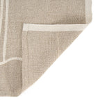Torchon en lin naturel beige motif soleil blanc cassé sur crochet laiton