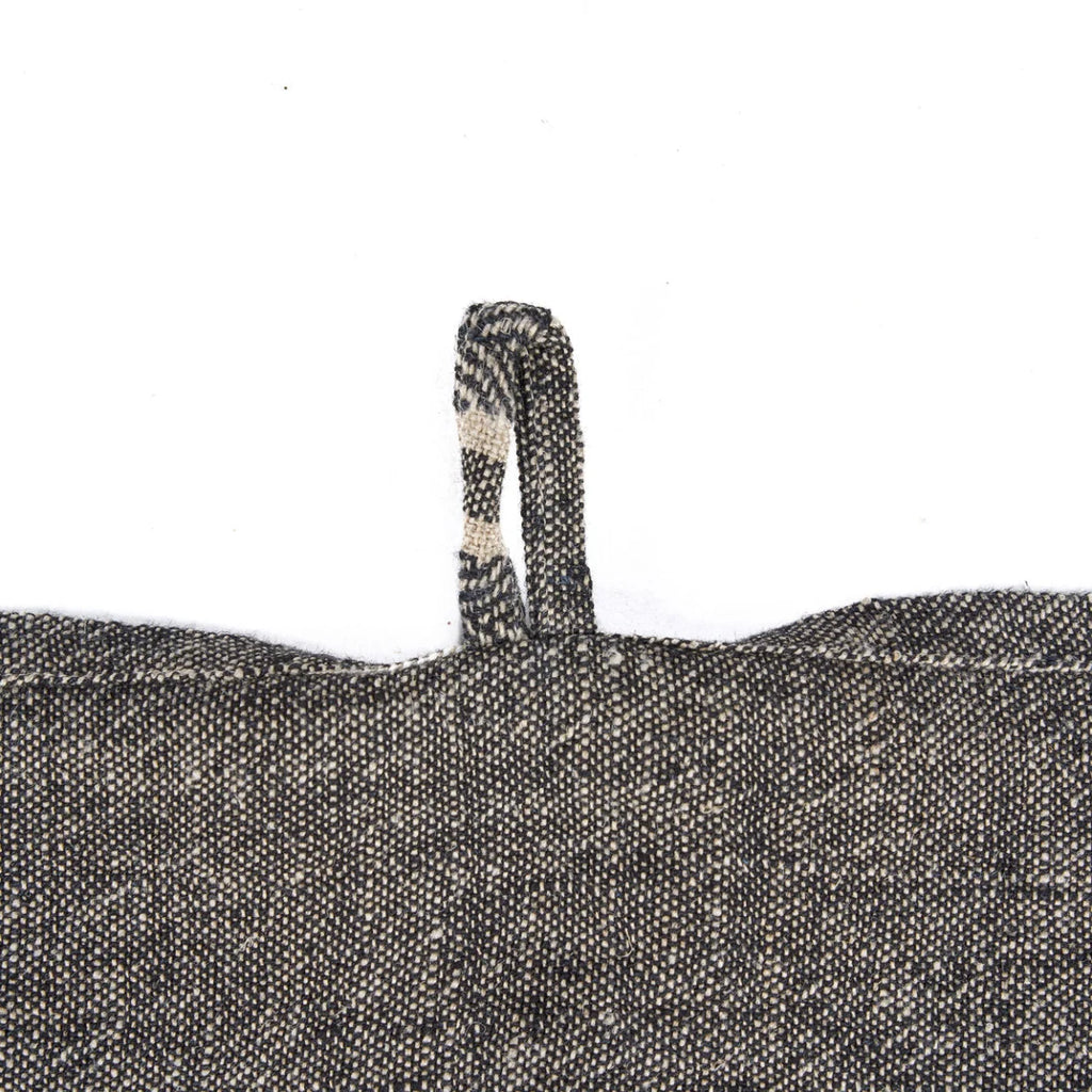 Sac en lin naturel rayé beige et anthracite avec anse tressée