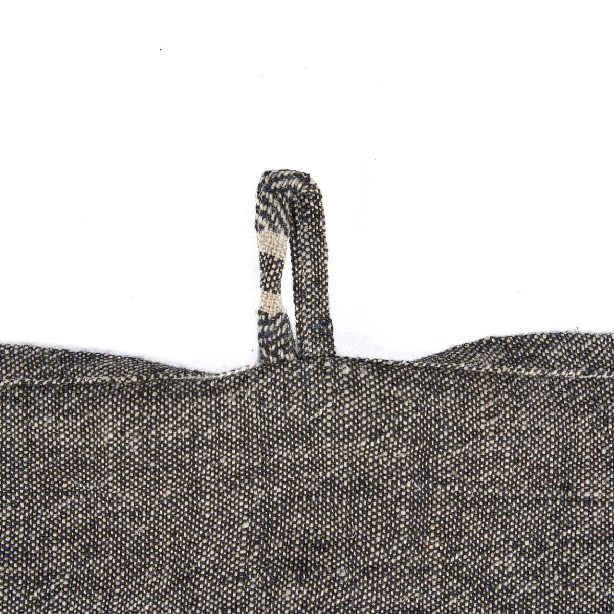 Sac en lin naturel rayé beige et anthracite avec anse tressée