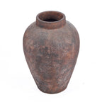 Vase amphore en terracotta patinée bordeaux, H70 cm, texture rustique XXL
