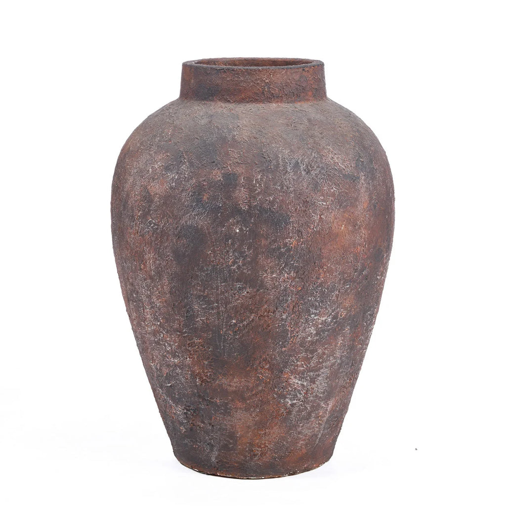Vase amphore en terracotta patinée bordeaux H70 cm XXL rustique texturé