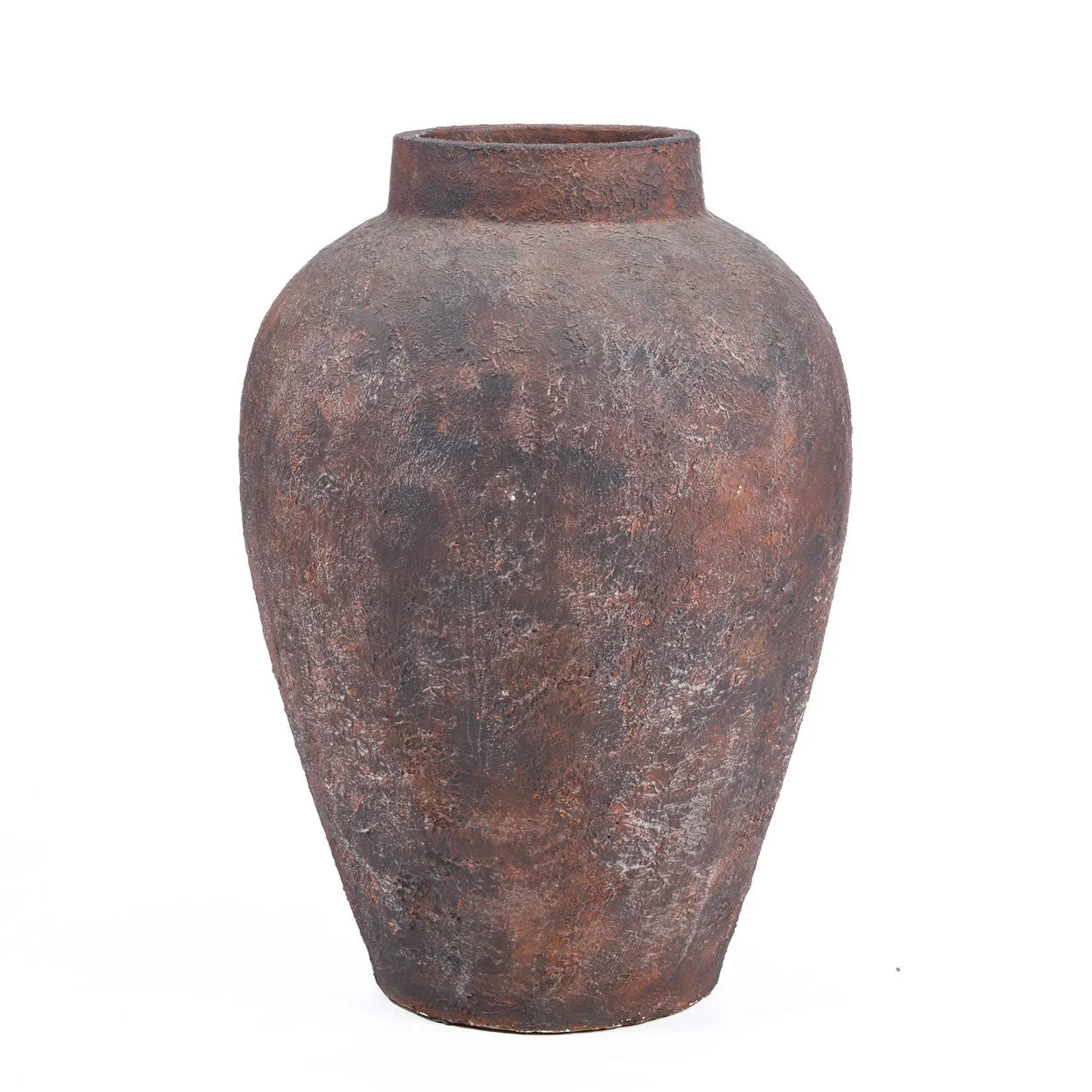 Vase amphore en terracotta patinée bordeaux H70 cm XXL rustique texturé