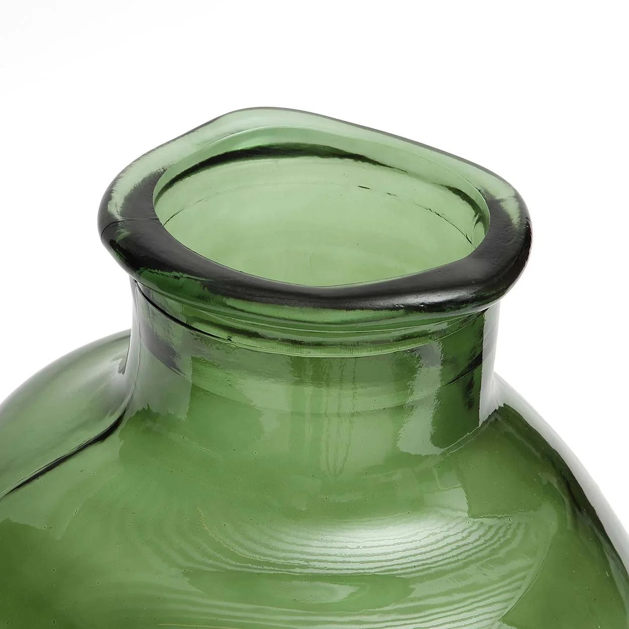 Bouchon de bouteille en verre vert recyclé texturé pour Vase arrondi en verre vert