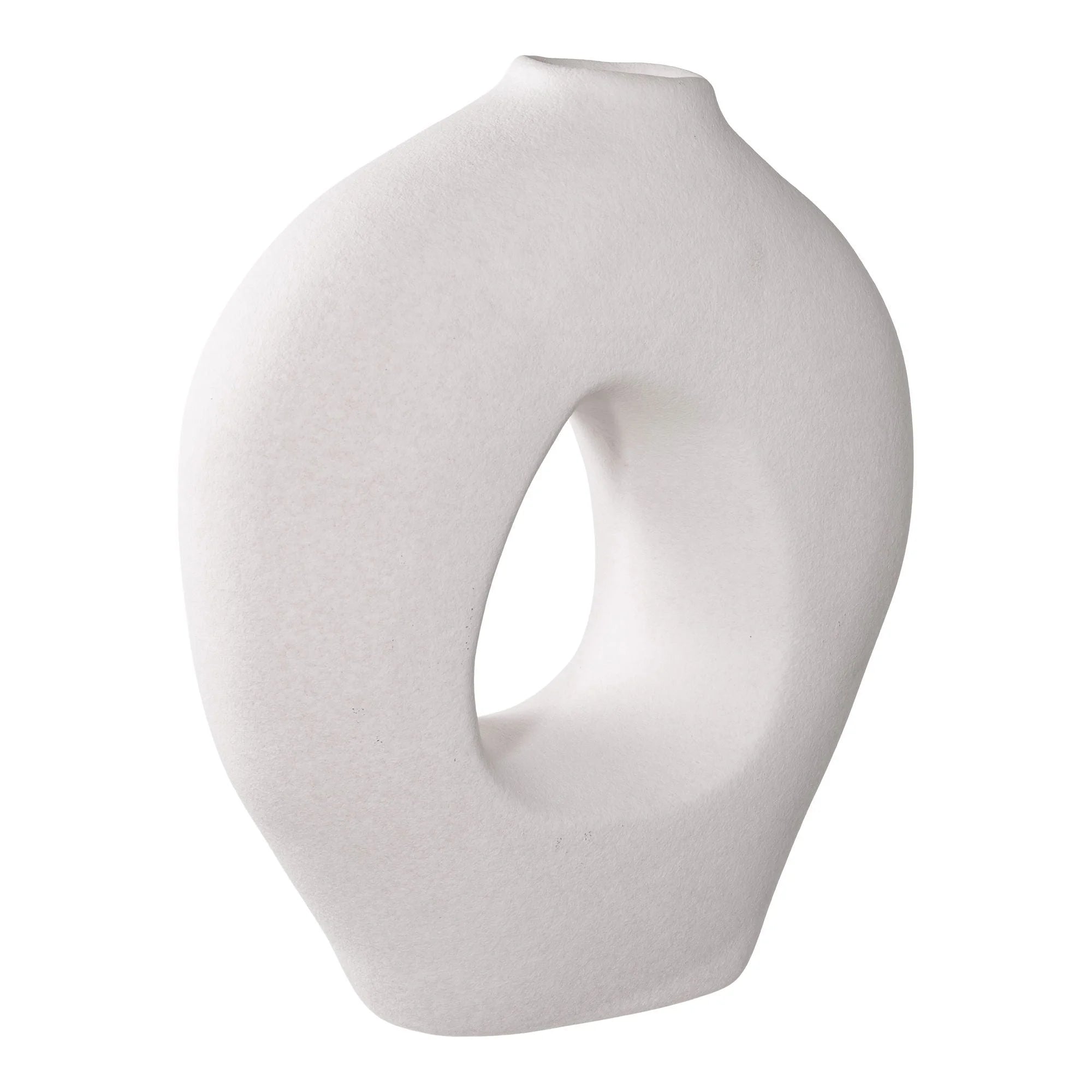 Vase en céramique blanc 28 cm avec trou central pour décoration intérieure