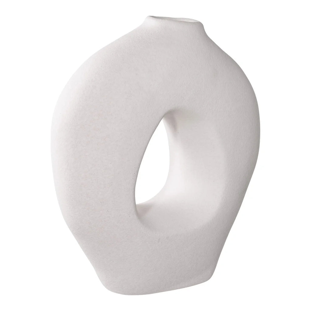 Vase en céramique blanc 28 cm minimaliste mat asymétrique