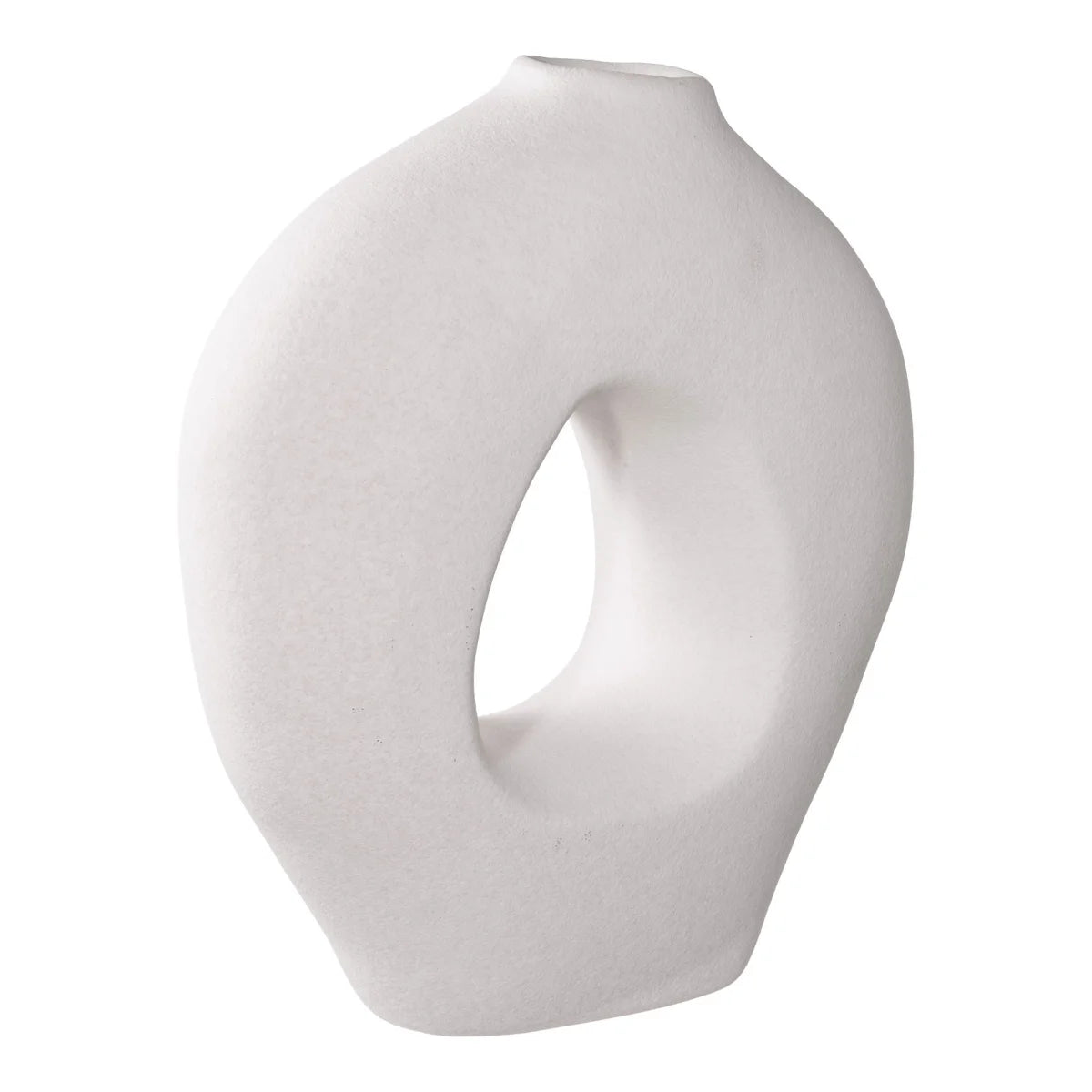Vase en céramique blanc 28 cm minimaliste mat asymétrique