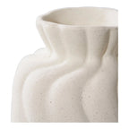 Vase en céramique blanc crème mat texturé ondulé, set de 2