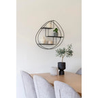 Étagère murale fil de fer noir à 3 niveaux, contour goutte d’eau