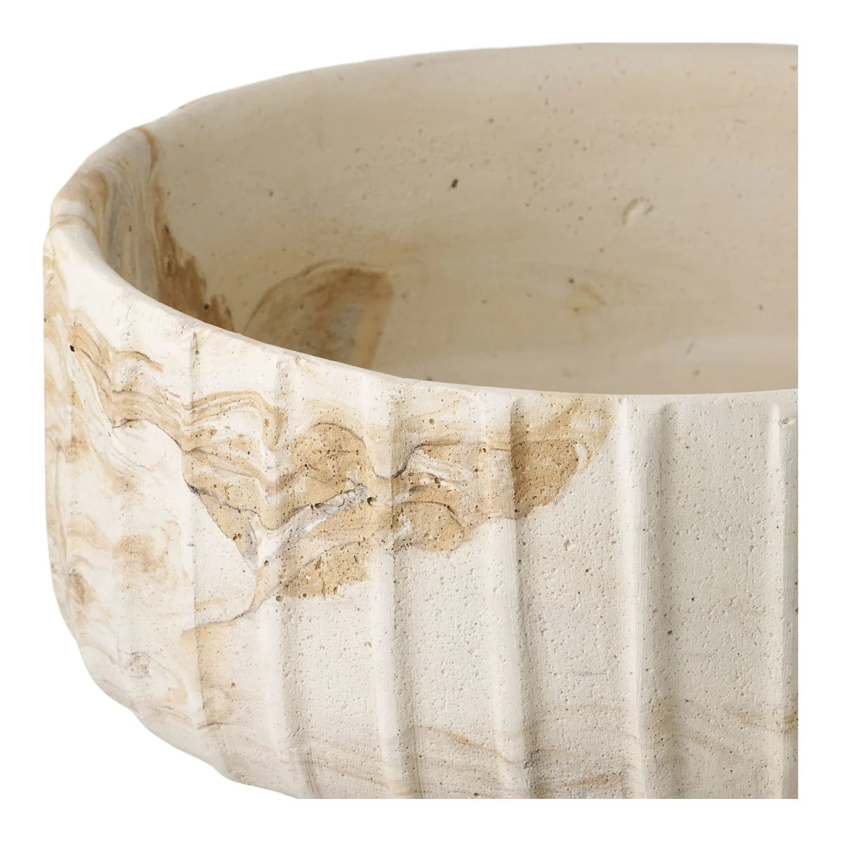 Bol en céramique beige et marron rustique avec finition mate rainurée Ø20,5 cm