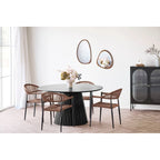 Table basse en ciment beige marbré mat rainuré Ø20,5 cm