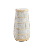 Vase conique en terre cuite et rotin béton naturel – H26 cm