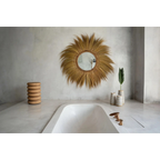 Vase conique en terre cuite et rotin béton naturel – H26 cm