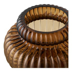 Vase déco en verre fumé ambré relief fluté forme citrouille Ø20 cm