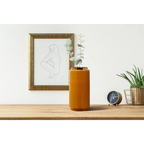 Vase Art Deco 430 Gelb Gold en céramique haute avec branche d eucalyptus