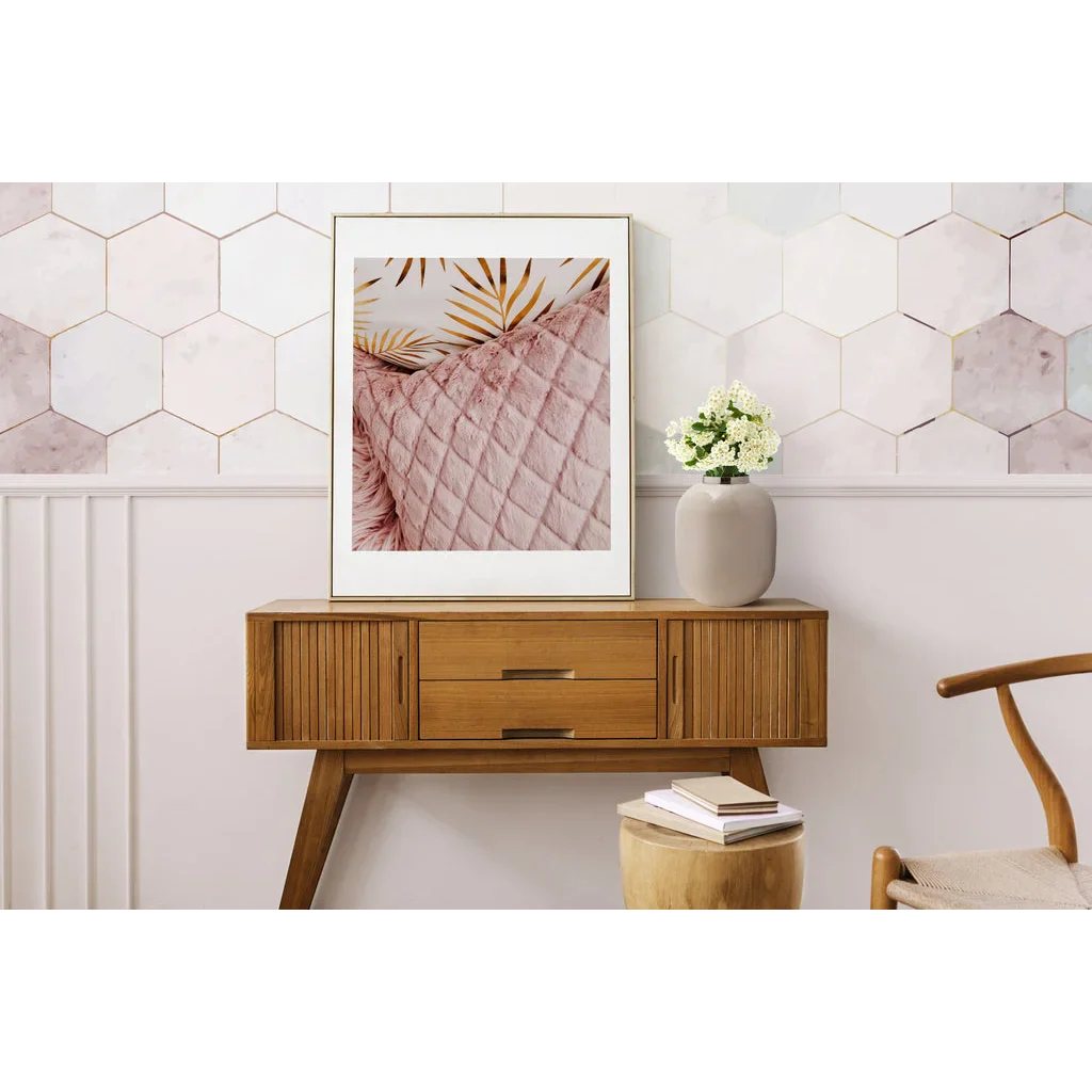 Table console en bois avec deux tiroirs et portes à colonnes, parfait pour Vase Art Deco 320 Elfenbein Silber