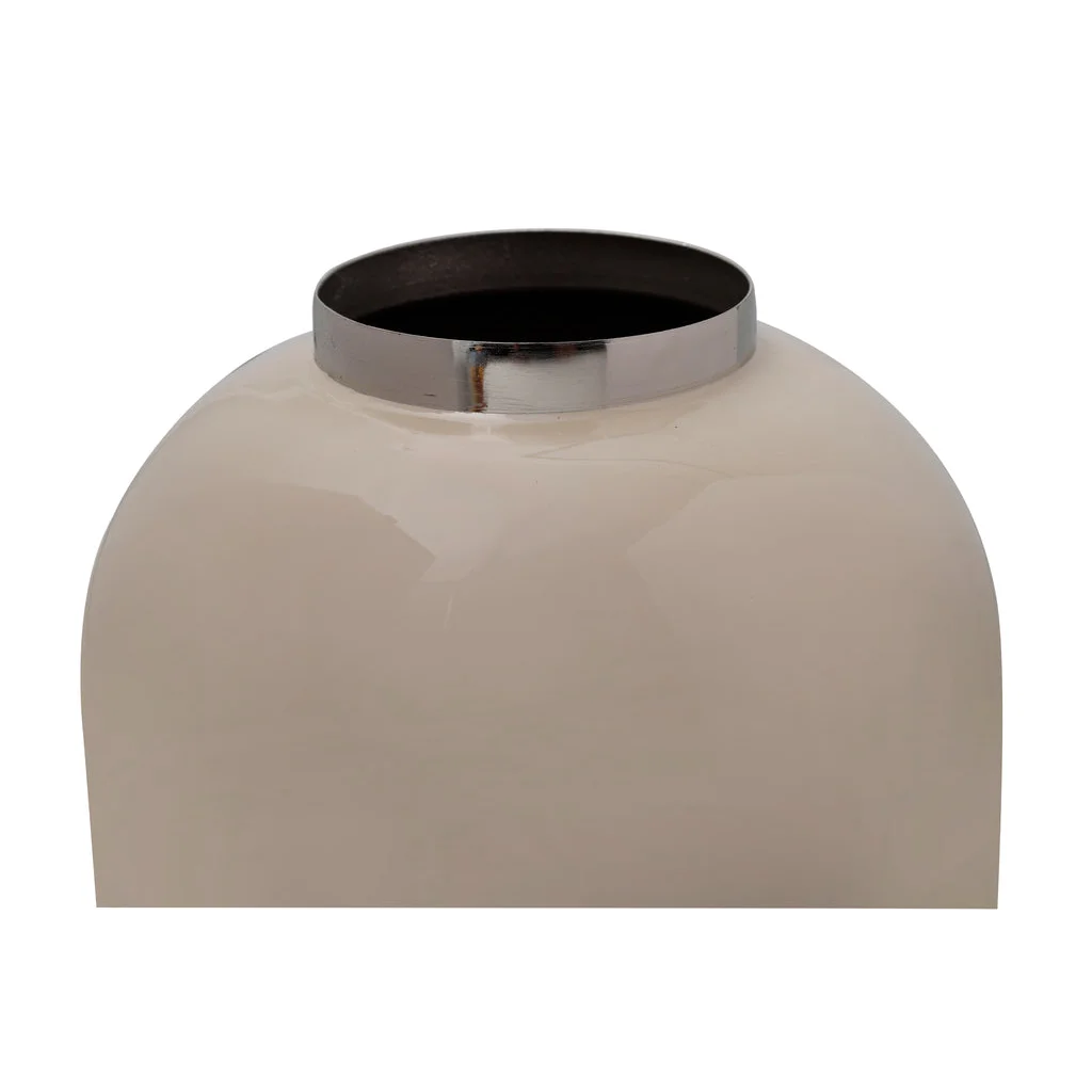 Vase Art Deco 320 Elfenbein Silber, crème avec bord en argent, décoration élégante