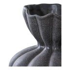 Vase décoratif en céramique anthracite effet pierre col ondulé H19 cm
