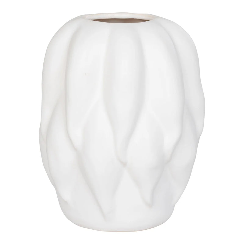 Vase décoratif en céramique blanche mate – H26 cm