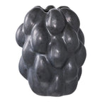 Vase en céramique noire glossy, motif bulles texturé, H19 cm