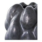 Vase décoratif en céramique noire texturée bulles, H19 cm