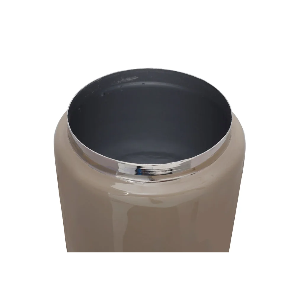 Vase Art Deco 430 Taupe / Silber, récipient cylindrique crème avec ouverture argentée