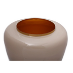 Vase Art Deco 100 Taupe Gold, vase beige brillant avec bord en laiton et intérieur orange foncé