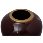 Vase Art Deco 250 Bordeaux Gold, vase brillant rouge bordeaux avec bord en or