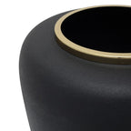 Vase Art Deco 2000 Schwarz Gold, vase gris foncé avec bord en or élégant