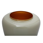 Vase Art Deco 100 Mint Gold en verre crème avec ouverture ronde orange-brun