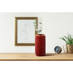 Vase Art Deco 430 Koralle Gold, vase cylindrique rouge foncé brillant avec bordure or