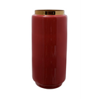 Vase Art Deco 430 Koralle / Gold, grand cylindre en céramique rouge avec bord en or