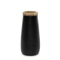 Vase décoratif en terre cuite noir avec un rebord beige texturé 14x31 cm