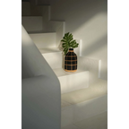 Vase décoratif en terre cuite et rotin noir 24 cm