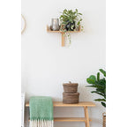 Paniers de rangement empilés en herbe de mer tressée, teinte brune naturelle