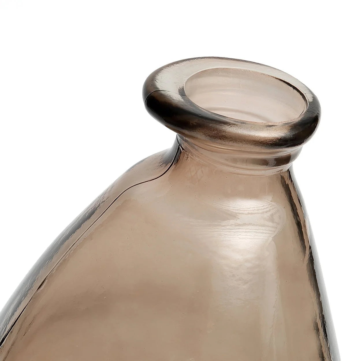 Bouchon en verre brun recyclé pour vase décoratif en verre fumé asymétrique