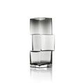 Vase en verre recyclé gris fumé cubique, H30 cm, design minimaliste empilé