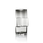 Vase en verre recyclé gris fumé cubique, H30 cm, design minimaliste empilé