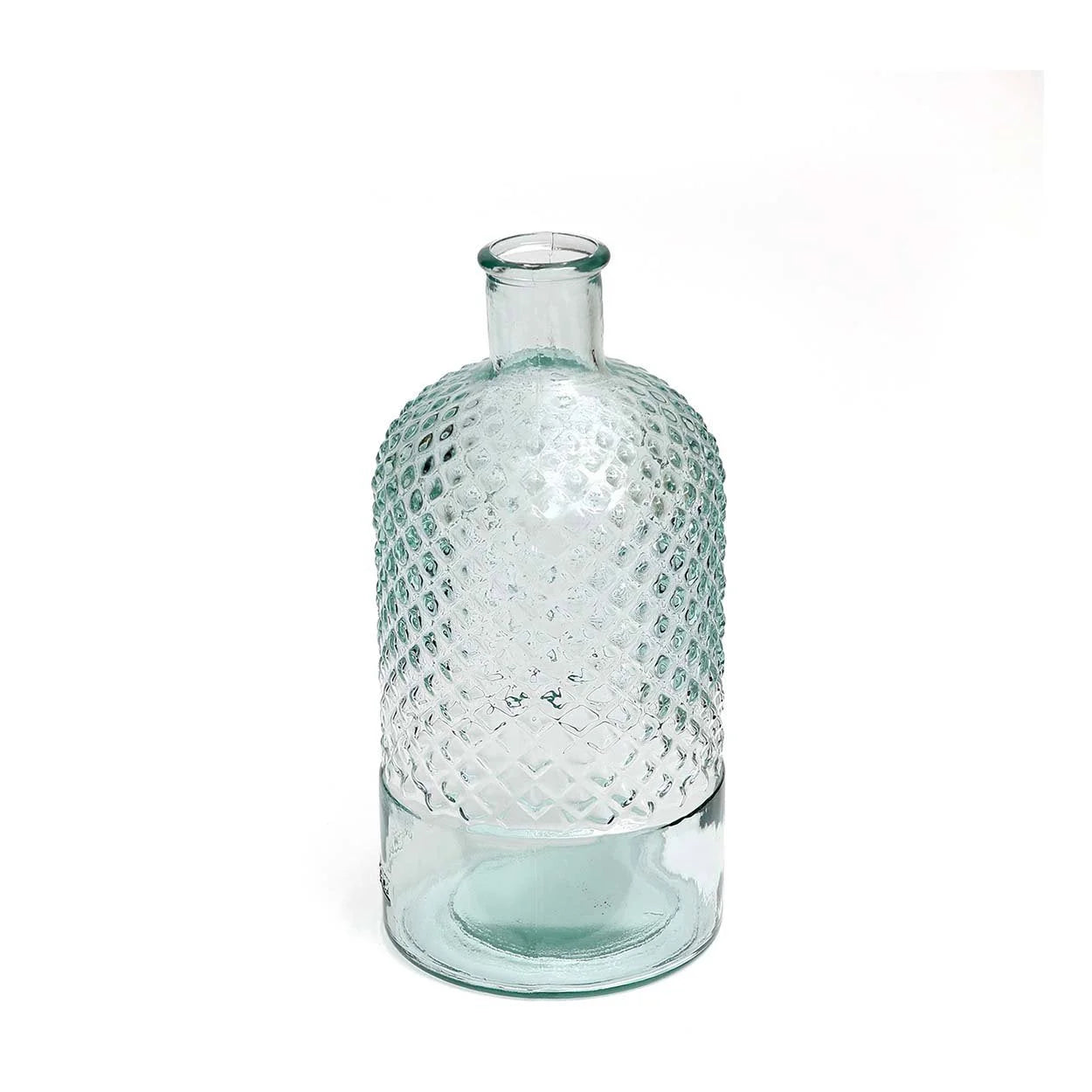 Vase décoratif en verre recyclé motif losange – H22 cm