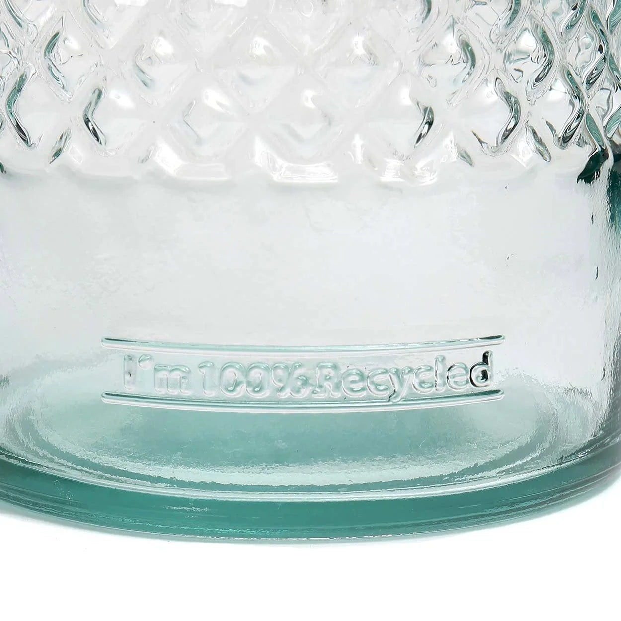 Vase décoratif en verre recyclé avec jarre en verre clair et texte embossé