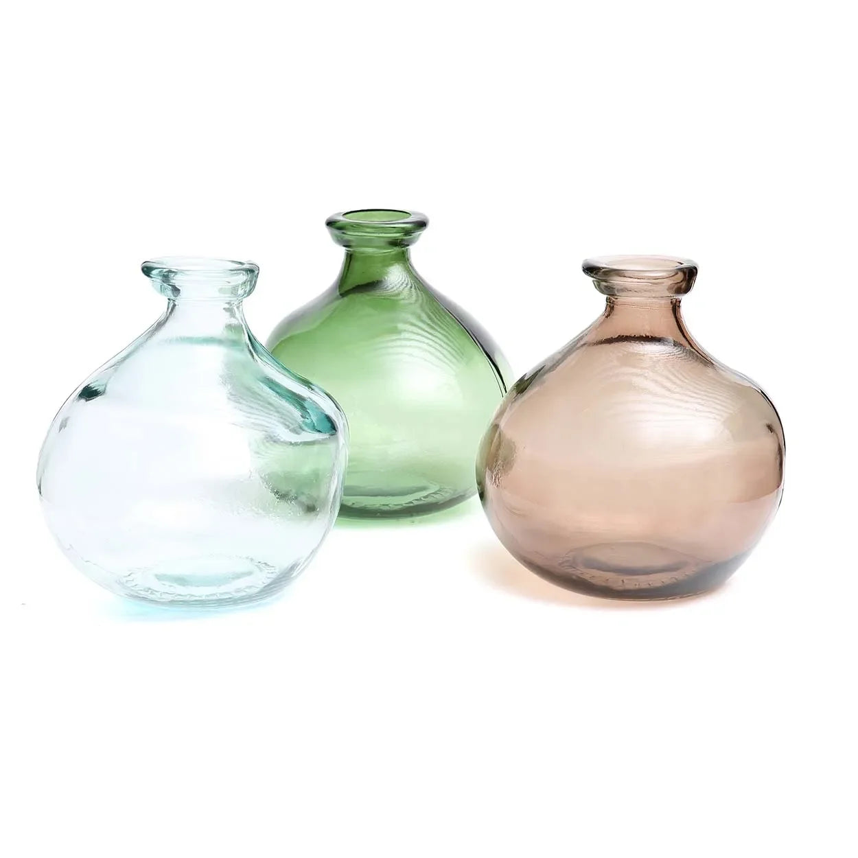 Vase décoratif en verre recyclé vert 18 cm organique