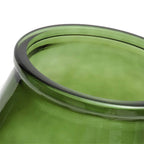 Vase décoratif en verre recyclé vert avec bord courbé et poignée transparente, H35 cm