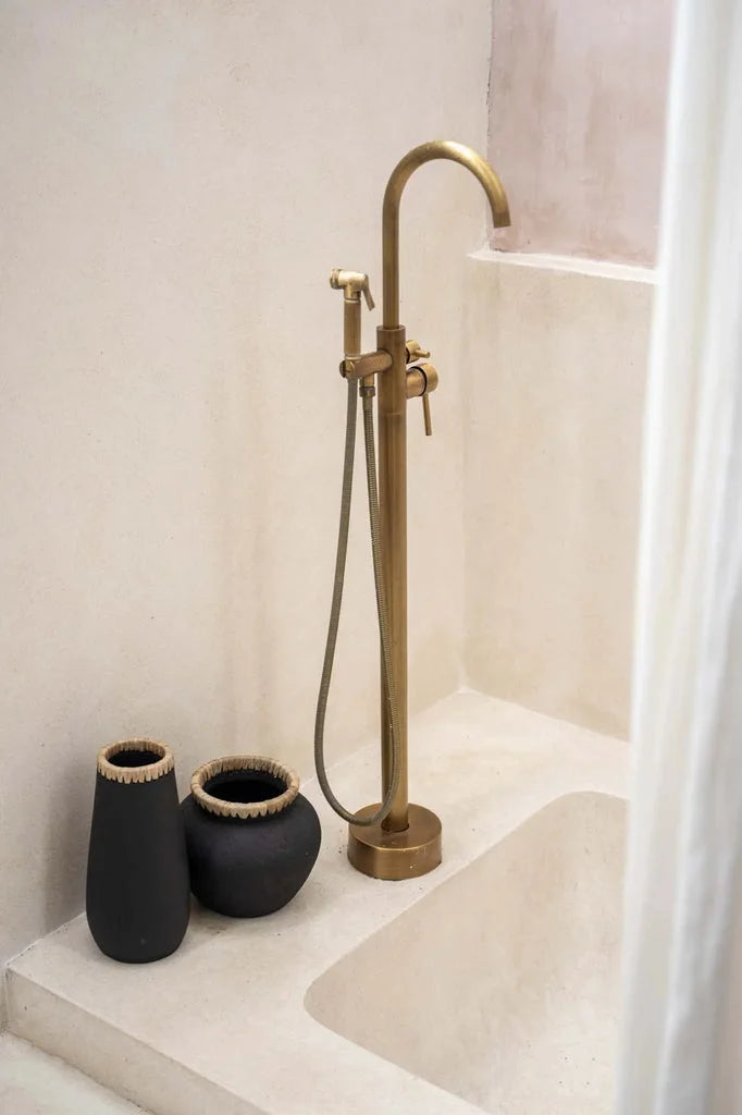 Robinet de baignoire en laiton avec douchette portable pour Le Vase Furtif Noir Naturel L