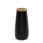 Vase noir avec bord en tissage, Le Vase Furtif Noir Naturel L