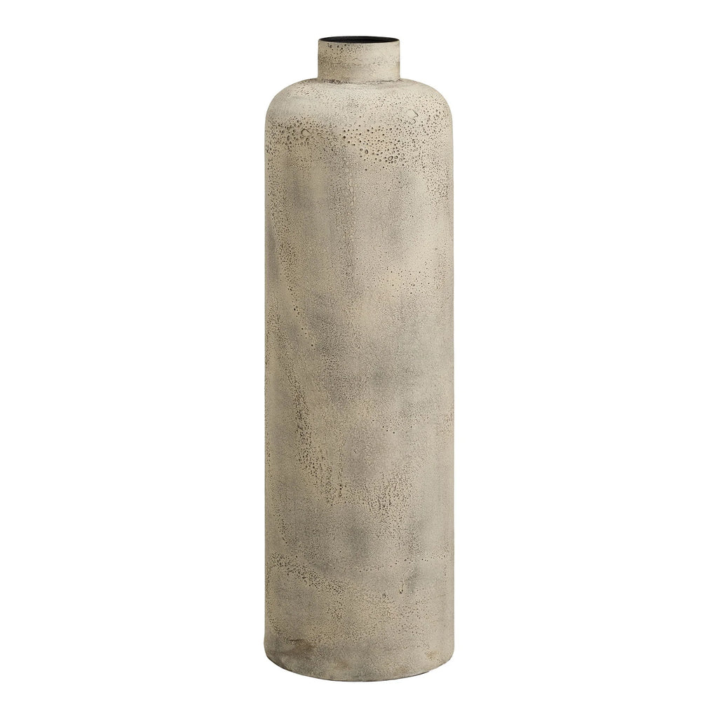 Vase haut en métal effet béton beige grège, H78 cm
