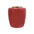 Vase Artisse 100 Coral Gold, urn en céramique glossy rouge corail avec bord en or métallique