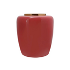Vase Artisse 100 Coral Gold, urn en céramique glossy rouge corail avec bord en or métallique