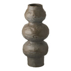 Vase organique en céramique mouchetée brun gris texturé mat, H33,5 cm