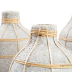 Vase ovale en terre cuite effet béton et rotin naturel – H23 cm