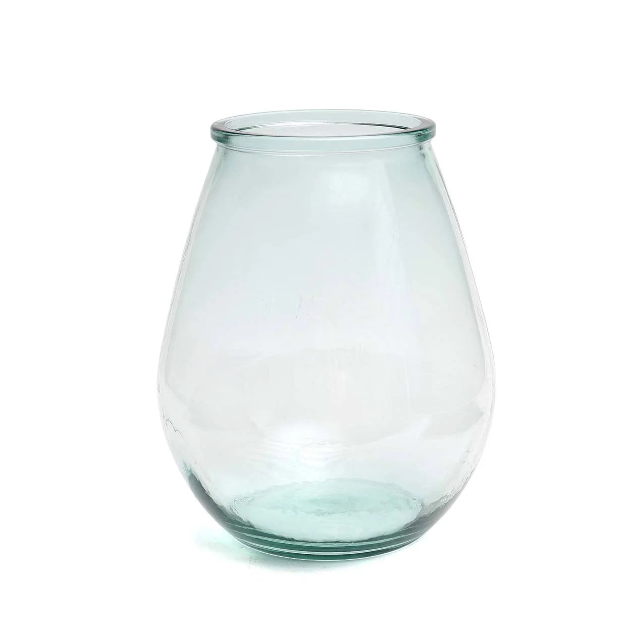 Vase ovale en verre recyclé transparent bleu – H23 cm
