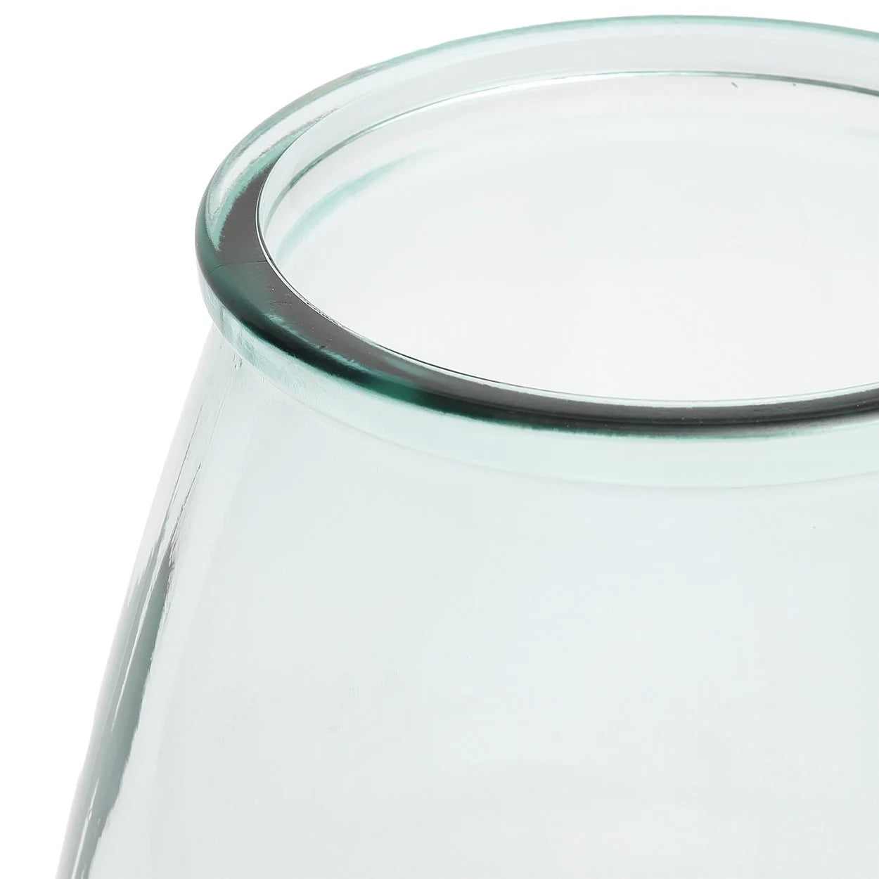 Vase ovale en verre recyclé transparent bleu, hauteur 23 cm